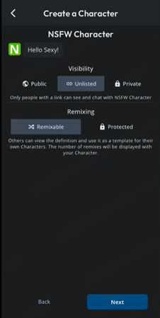 Character AI private nsfw character