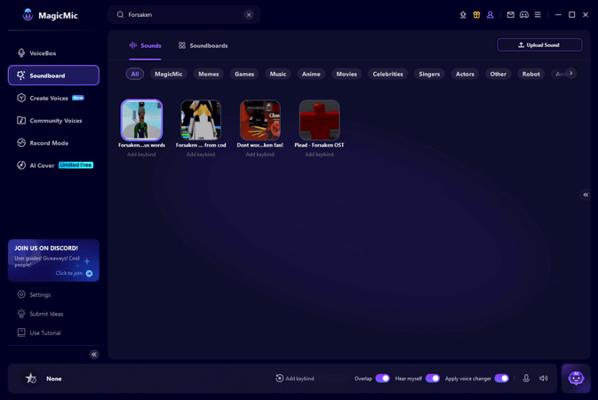 MagicMic Forsaken soundboards